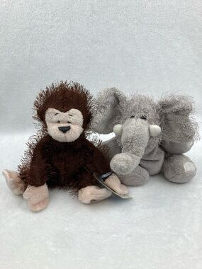 Ganz Webkins Plush Monkey & Elephant Stuffed Animal Toy 9”